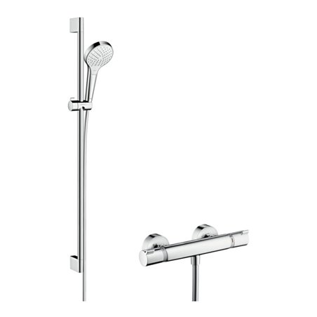 hansgrohe Brausesystem Croma Select S 959mm Brausestange, m Thermostat, weiß/chrom