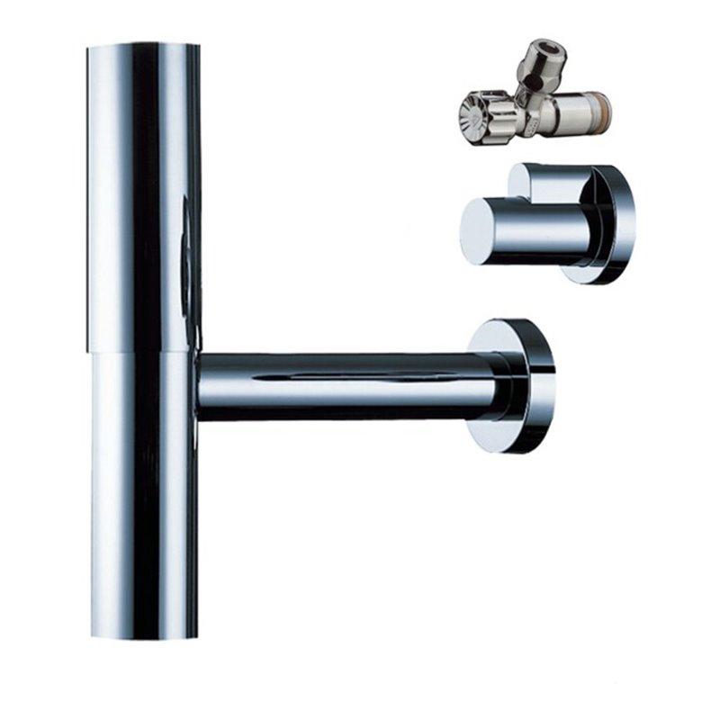 hansgrohe Designsiphon Flowstar G 1 1/4, m 2 Eckventilen u. Schuber, chr