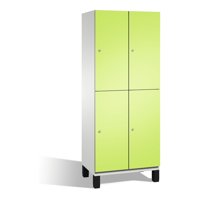C+P Doppelstockspind Cambio auf Füßen 4 Fächer Front Viridingrün Korpus Lichtgrau