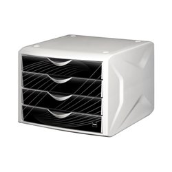 Helit Schubladenbox Chameleon H6129595 4Schübe A4/C4 black king