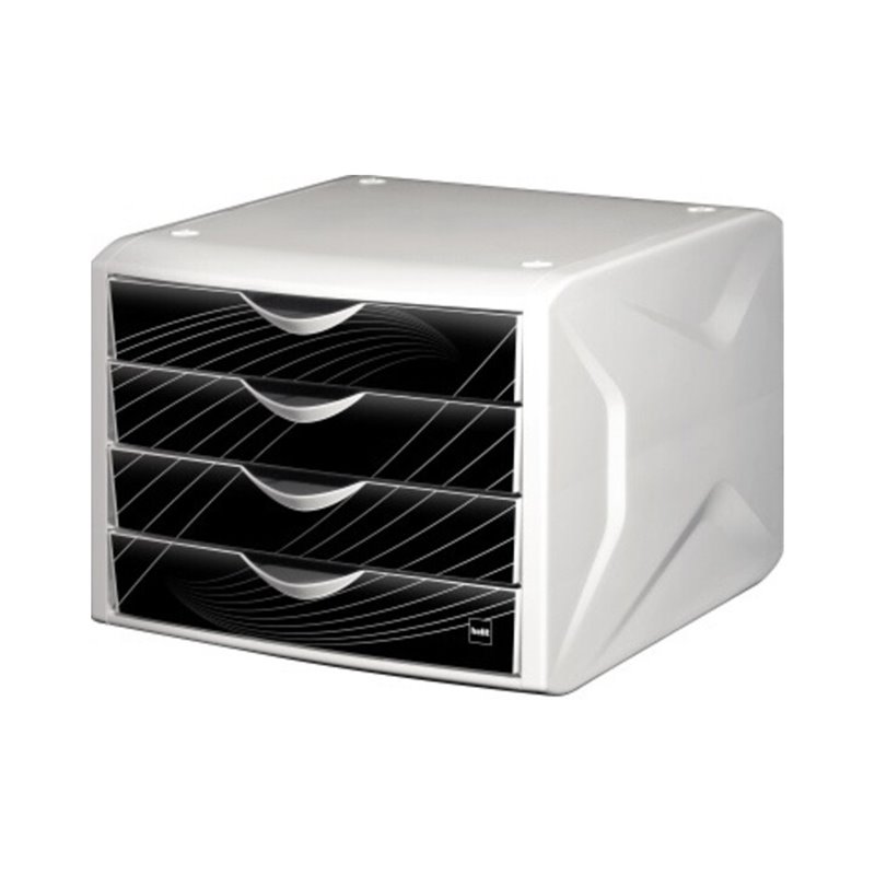 Helit Schubladenbox Chameleon H6129595 4Schübe A4/C4 black king