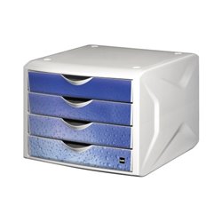 Helit Schubladenbox Chameleon H6129634 4Schübe A4/C4 cool water