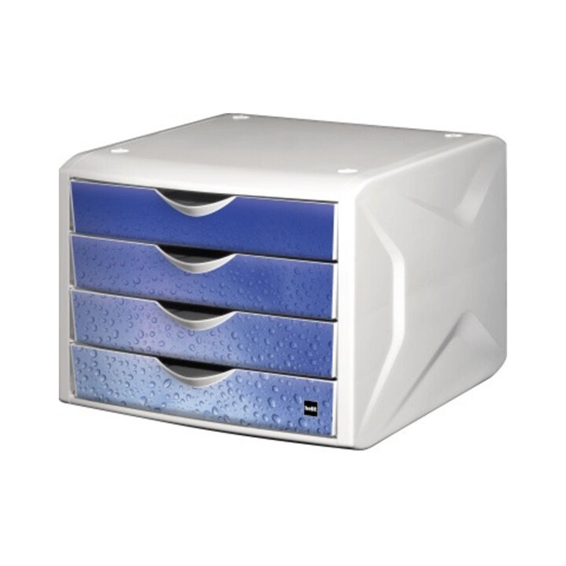 Helit Schubladenbox Chameleon H6129634 4Schübe A4/C4 cool water