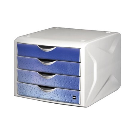 Helit Schubladenbox Chameleon H6129634 4Schübe A4/C4 cool water