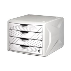Helit Schubladenbox Chameleon H6129505 4Schübe A4/C4 white queen