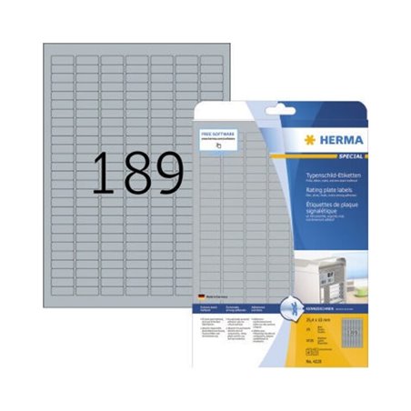 HERMA Etikett Typenschild 4220 25x10mm silber 4.725 St./Pack.
