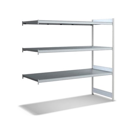 Bito Großfachregal, Anbaufeld Set, Fachboden, 350kg, 3 Ebenen, RAL 7035 Lichtgrau