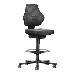 Arbeitsdrehstuhl Air Flow Rollen+Fußring Kunstlederpolster schwarz 610-890mm
