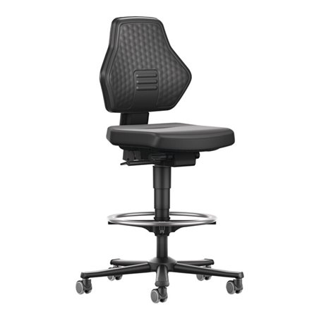 Arbeitsdrehstuhl Air Flow Rollen+Fußring Kunstlederpolster schwarz 610-890mm