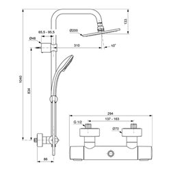 Ideal Standard Duschsystem IDEALRAIN mit Brausethermostat CeraTherm 100 chrom