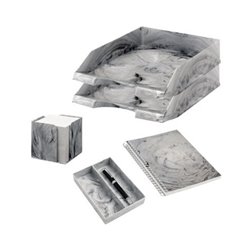 Jalema Schreibtischset Marmor 7438907 5teilig hellgrau