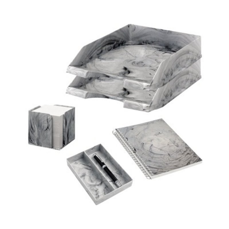 Jalema Schreibtischset Marmor 7438907 5teilig hellgrau