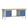 Werkbank PW 700 B2000xT700xH840mm Buche Multiplex grau brillantblau 4Schubl.1Tür
