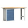 Werkbank PW 700 B2000xT700xH840mm Buche Multiplex lichtgrau brillantblau 4Schubl