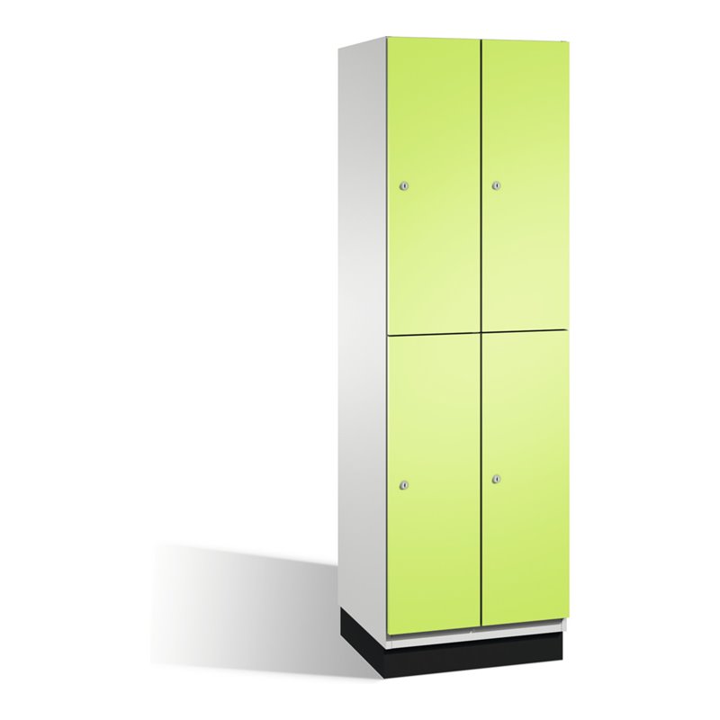 C+P Doppelstockspind Cambio auf Sockel 4 Fächer Front Viridingrün Korpus Lichtgrau