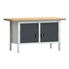 Werkbank PW 700 B1500xT700xH840mm Buche Multiplex lichtgrau grau 2 Schubl.2Türen
