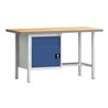Werkbank PW 700 B1500xT700xH840mm Buche Multiplex grau enzianblau 2 Schubl.1 Tür