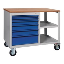 Werkbank PW700 B885xT700xH805mm Buche Multipl. lichtgrau/enzianblau 2 Schubl.