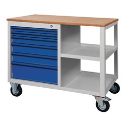 Werkbank PW700 B885xT700xH805mm Buche Multipl. lichtgrau/enzianblau 2 Schubl.