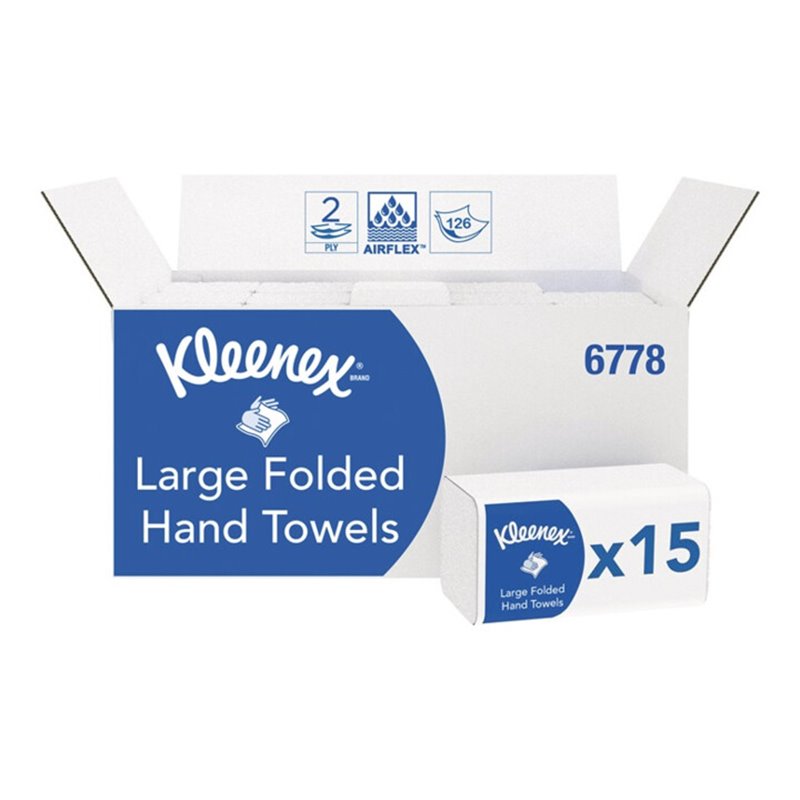 Falttuch KLEENEX® 6778 2-lagig weiß L320xB215ca.mm 15 Pk.x124 Tü.1860 Tü.