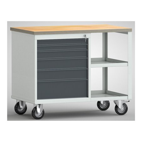 Werkbank PW700 B1000xT620xH830mm Buche Multipl.lichtgrau/grau 2 Schubl.