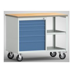 Werkbank PW700 B885xT700xH805mm Buche Multipl. lichtgrau/brillantblau 6Schubl.