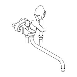 Kludi Wannenfüll- und Brause-Einhandmischer PURE&EASY DN 15, schwenkbar 250 mm Brauseabgang G 1/2' chrom