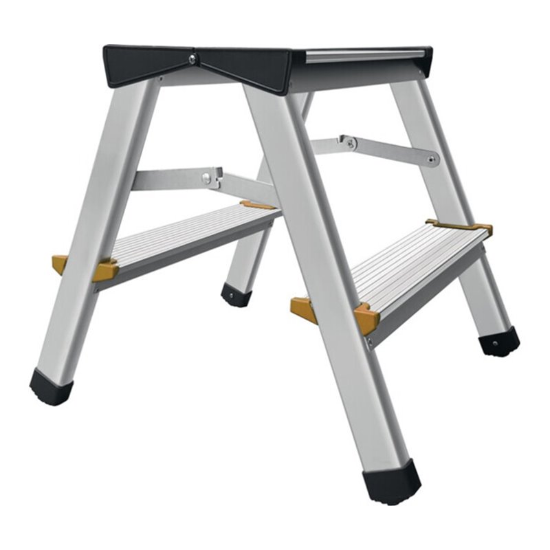 Klapptritt Stufen 2 Plattform-H.390mm Alu.m.Anti-Rutsch-Riffelung