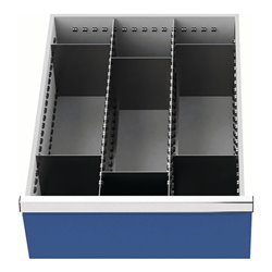 Schubladenunterteilungsmaterial Front-H.200mm 2Längs-/6Querteiler Schubl-B.450mm
