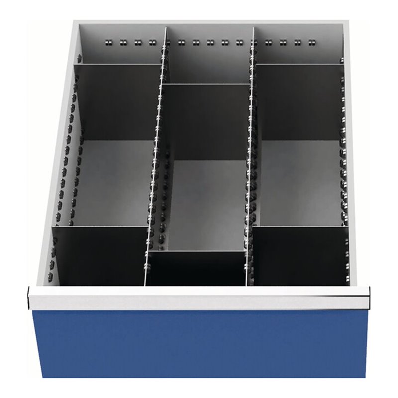 Schubladenunterteilungsmaterial Front-H.200mm 2Längs-/6Querteiler Schubl-B.450mm
