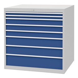 Schubladenschrank H1019xB1005xT736mm lichtgrau/signalblau 8 Schubl.Vollauszug