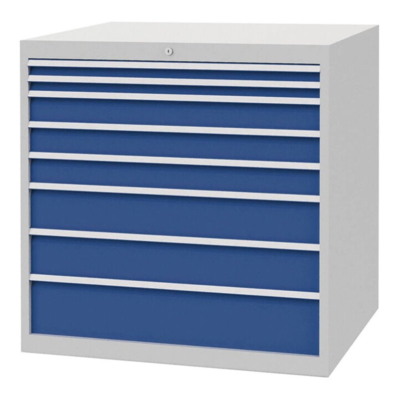Schubladenschrank H1019xB1005xT736mm lichtgrau/signalblau 8 Schubl.Vollauszug