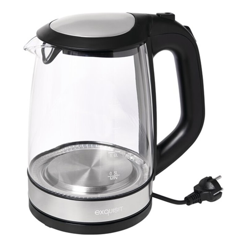 Wasserkocher WK 3501 swg 2200 W schwarz ,2l 1,1kg Glas,VA LED blau