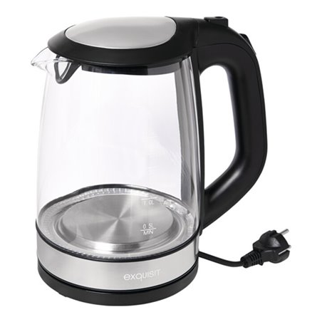 Wasserkocher WK 3501 swg 2200 W schwarz ,2l 1,1kg Glas,VA LED blau