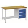 Werkbank B1500xT750xH859mm Buche Multiplex lichtgrau signalblau 3 Schubl.