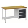 Werkbank B1500xT750xH859mm Buche Multiplex lichtgrau grau 3 Schubl.