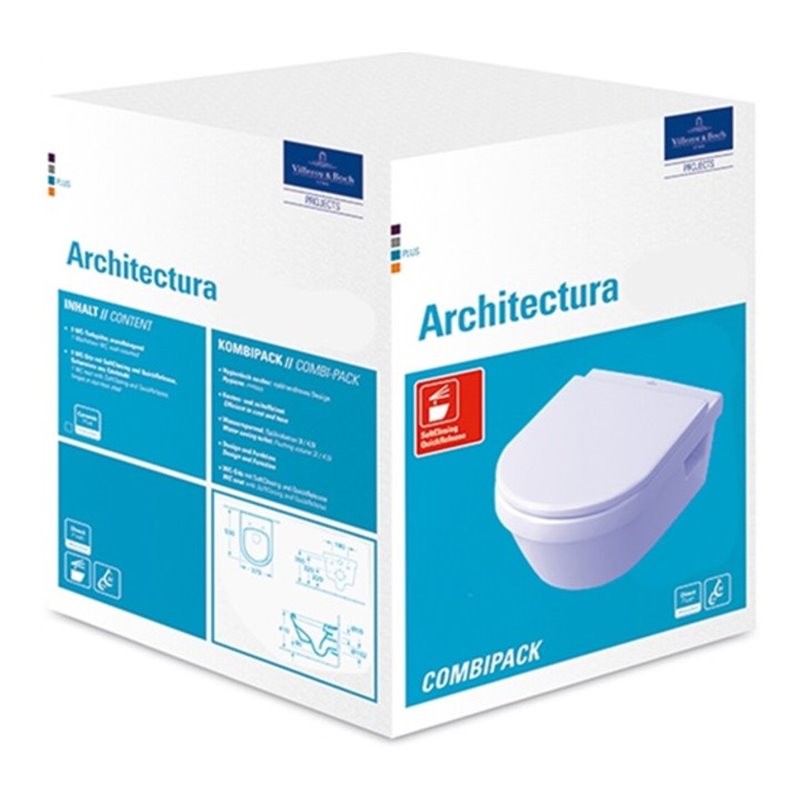 V&B Combi-Pack ARCHITECTURA inkl. Wand-WC tief und WC-Sitz weiß