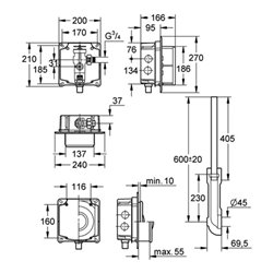 Grohe WC-Druckspüler DN 20, mit Anschluss für Magnetventil, Vorabsperrung