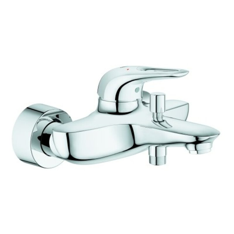 Grohe Wannen-Einhebelmischer Eurostyle cr, Wandmont., offener-Metall-Hebelgriff