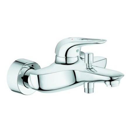 Grohe Wannen-Einhebelmischer Eurostyle cr, Wandmont., offener-Metall-Hebelgriff