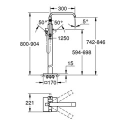 Grohe Einhand-Wannenbatterie ALLURE Fertigmontageset für 45984, Bodenmontage chrom