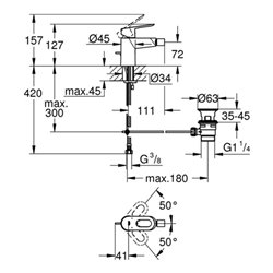 Grohe Einhand-Bidetbatterie BAULOOP DN 15 chrom
