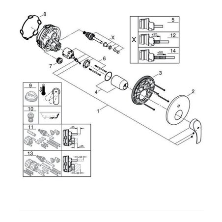 Grohe Einhand-Wannenbatterie EUROSMART Fertigmontageset für Rapido SmartBox (35600) chrom