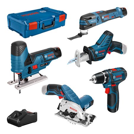 Bosch 5er Werkzeug-Set 12V: GSR + GST + GOP + GKS + GSA + 3x GBA 3,0Ah + GAL + XL-BOXX