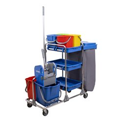 STIER Großer Hygiene- und Reinigungswagen mit Chromrahmen Set