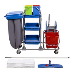 STIER Großer Hygiene- und Reinigungswagen mit Chromrahmen Set