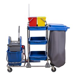 STIER Großer Hygiene- und Reinigungswagen mit Chromrahmen Set