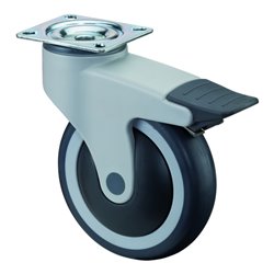 BS Rollen Kunststoffrolle C120.A82.100 Lenkrolle mit Totalfeststeller, Raddurchmesser 100 mm,