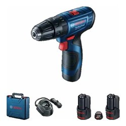 Bosch Akku-Schlagbohrschrauber GSB 120-LI mit 2 x 2,0 Ah Li-Ion Akku, Ladegerät und Transportkoffer