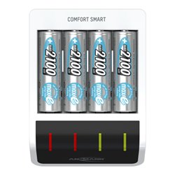 Ansmann Schnell-Ladegerät Comfort Smart + 4× AA, 2100mAh